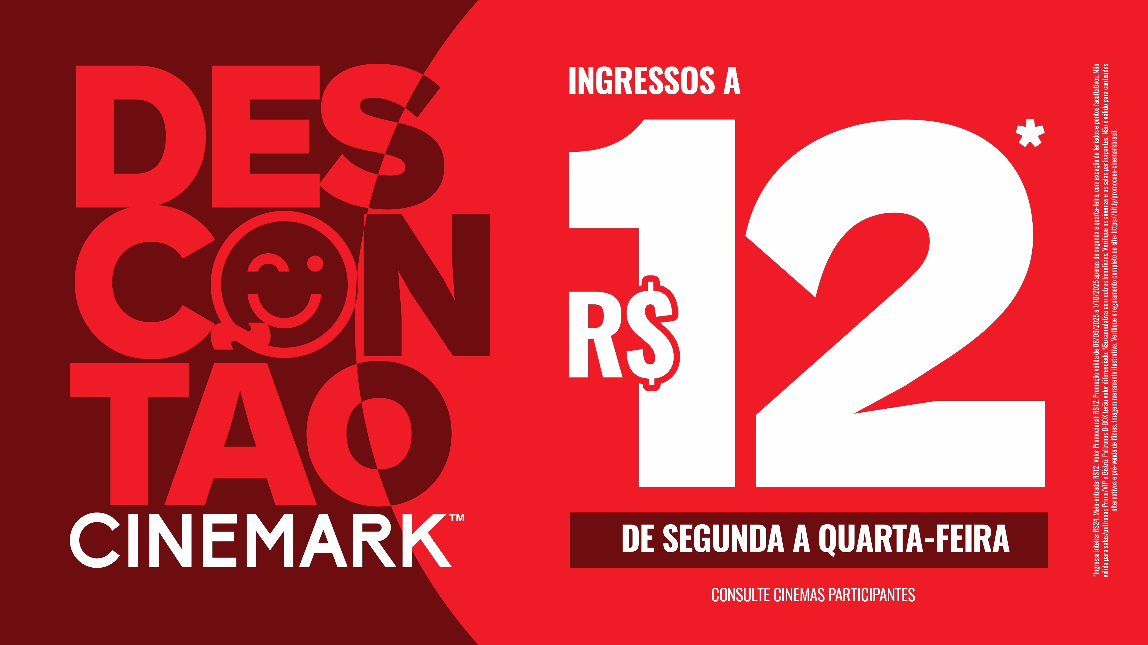 Cinemark promove ação especial com ingressos a R$ 12 durante todo o mês de setembro em São Paulo